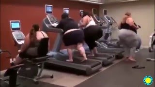 The Fat Girl Doing Exercise On Treadmill - How Beautiful!