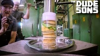 Ultimate Hamburger Challenge with Hydraulic Press Channel!