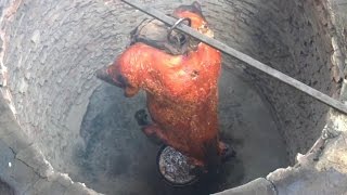 Vietnam street food - Crispy Roast BBQ Whole Pig Pork in Charcoal Oven - Street food in Vietnam 2016