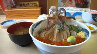 Dancing squid bowl dish in Hakodate
