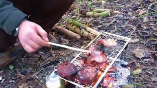 Sinh tồn nơi hoang dã: Cách làm bếp trong rừng và nướng thịt gà ăn sống qua ngày