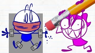 No! Don't Erase Pencilmate! -in- HELLRAISER ERASER - Pencilmation Compilation for Kids
