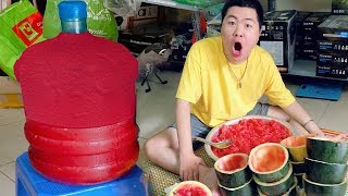 CƯỜNG NKT Thử Làm Bình Nước Dưa Hấu Không Hạt Khổng Lồ | watermelon juice big