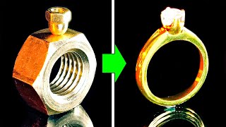 HOW TO MAKE A GOLDEN DIAMOND RING FROM A NUT FOR FREE || 28 DIY JEWELRY IDEAS